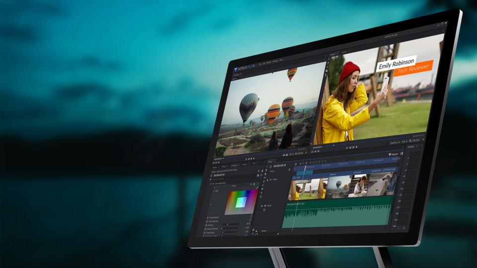 HitFilm Pro 15 interface on desktop PC montior