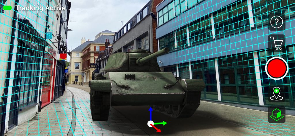 CamTrackAR interface - tank 3D test asset tracking markers