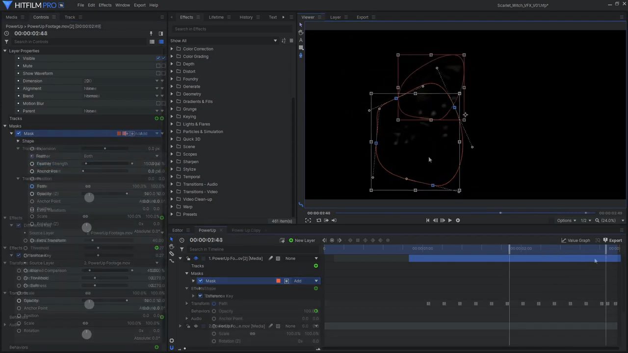 Rotoscoping in HitFilm Pro interface