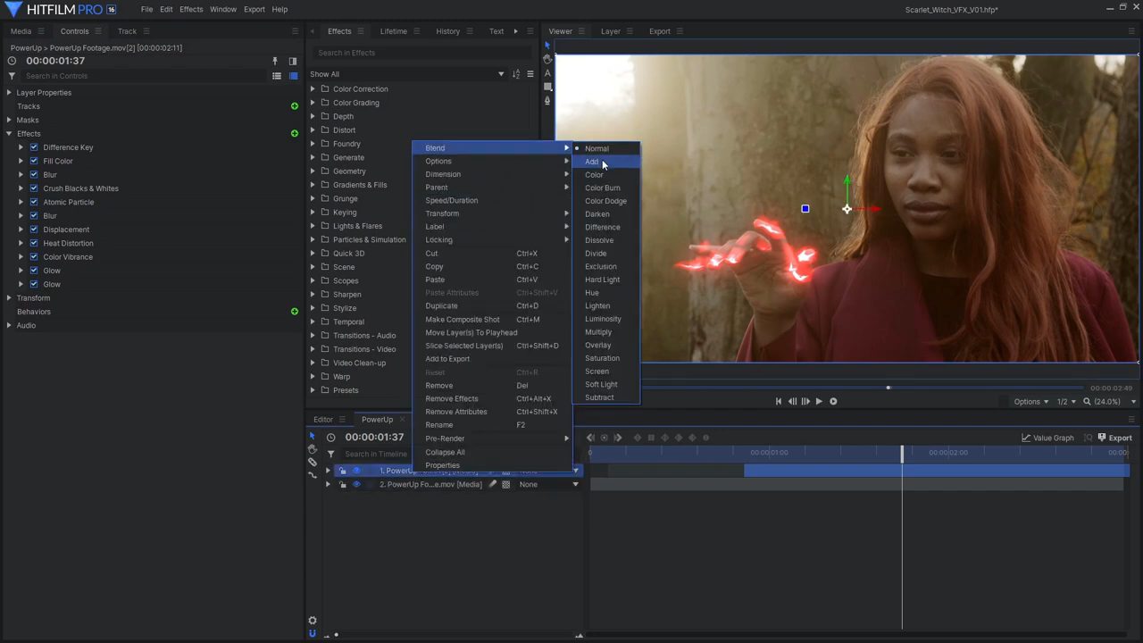 Using difference key for magic effects in HitFilm Pro