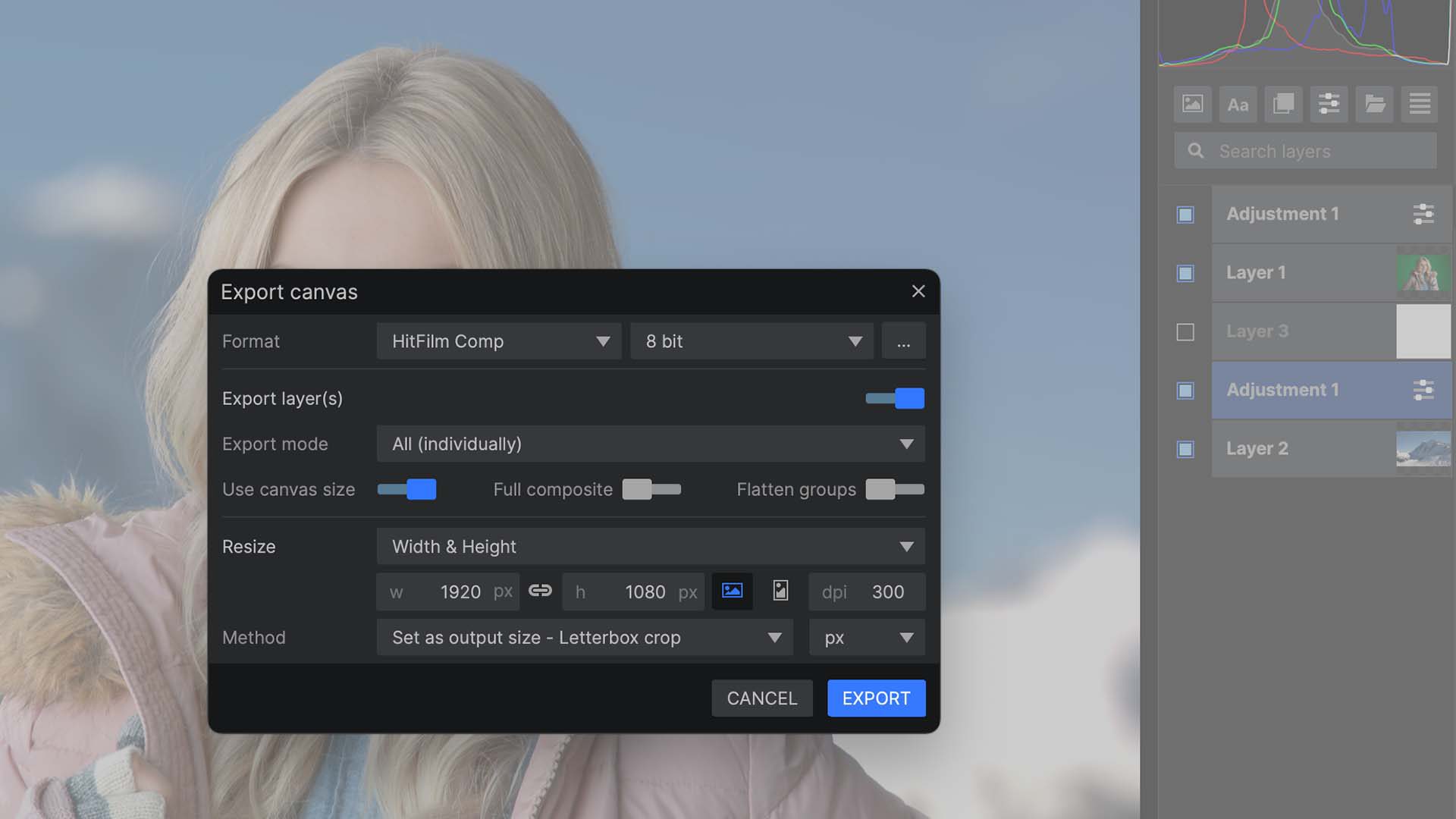 HitFilm Composite Shot export in Imerge Pro 2021
