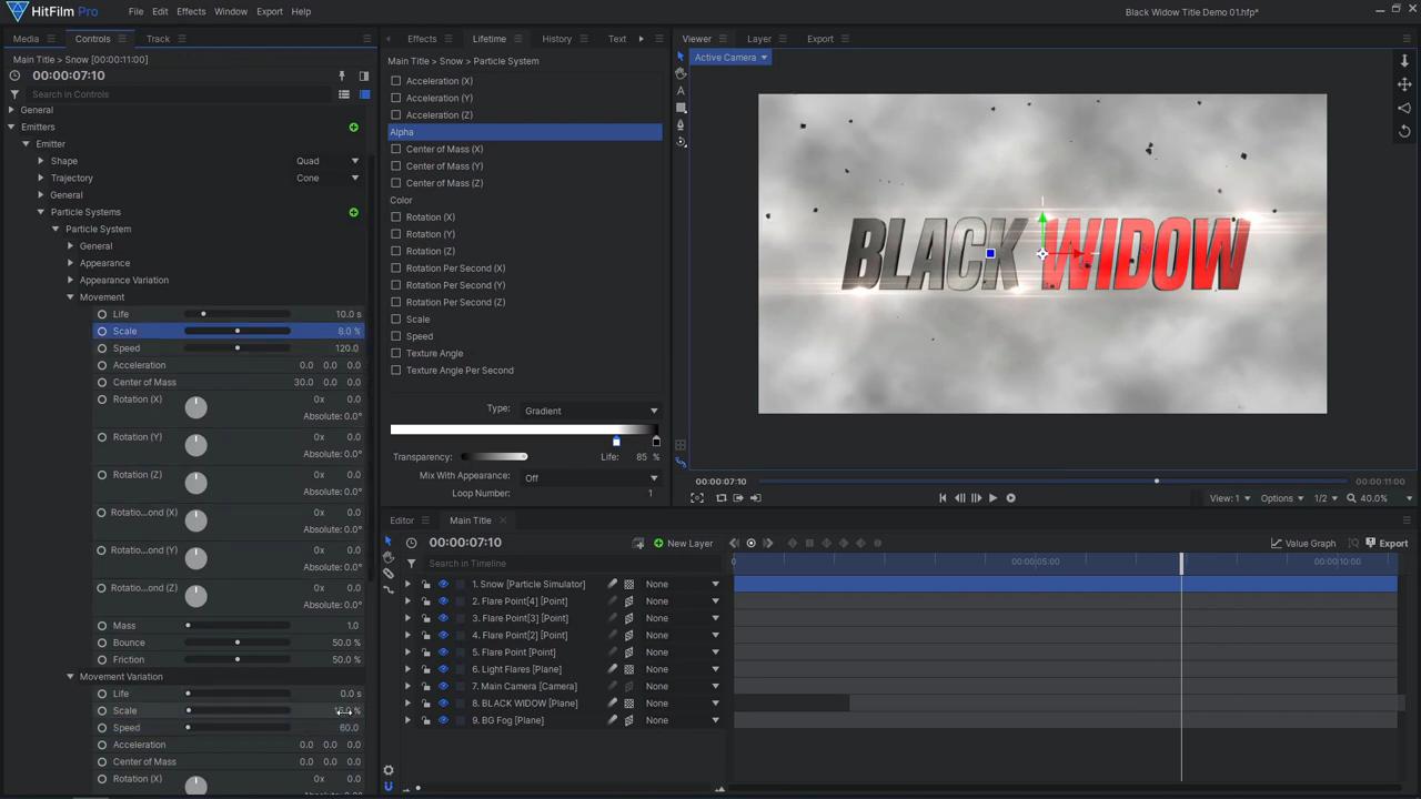 How to create an epic Black Widow inspired title sequence - adding fog and ash effects